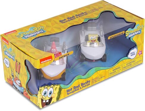 SpongeBob SquarePants Pull Back Hot Rod Boat, Pull Back and Watch him Zoom, No Batteries, No Controls, No Hassle, Fun–Fast–Portable, Great Gift, Officially Nickoledeon Licensed in Saudi Arabia