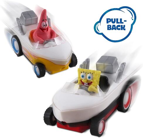 SpongeBob SquarePants Pull Back Hot Rod Boat, Pull Back and Watch him Zoom, No Batteries, No Controls, No Hassle, Fun–Fast–Portable, Great Gift, Officially Nickoledeon Licensed in Saudi Arabia
