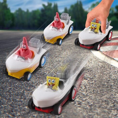 SpongeBob SquarePants Pull Back Hot Rod Boat, Pull Back and Watch him Zoom, No Batteries, No Controls, No Hassle, Fun–Fast–Portable, Great Gift, Officially Nickoledeon Licensed in Saudi Arabia
