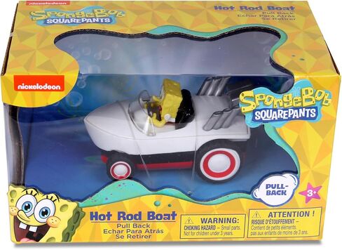 SpongeBob SquarePants Pull Back Hot Rod Boat, Pull Back and Watch him Zoom, No Batteries, No Controls, No Hassle, Fun–Fast–Portable, Great Gift, Officially Nickoledeon Licensed in Saudi Arabia