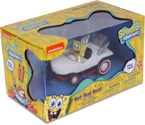 SpongeBob SquarePants Pull Back Hot Rod Boat, Pull Back and Watch him Zoom, No Batteries, No Controls, No Hassle, Fun–Fast–Portable, Great Gift, Officially Nickoledeon Licensed in Saudi Arabia