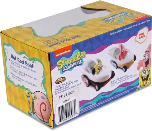 SpongeBob SquarePants Pull Back Hot Rod Boat, Pull Back and Watch him Zoom, No Batteries, No Controls, No Hassle, Fun–Fast–Portable, Great Gift, Officially Nickoledeon Licensed in Saudi Arabia