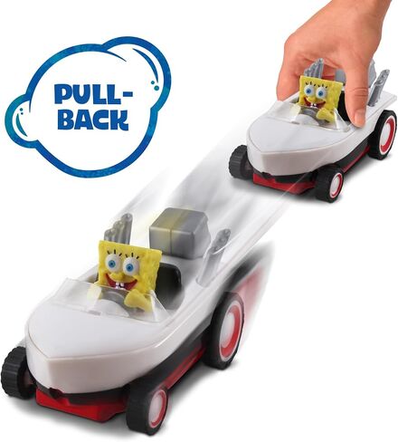 SpongeBob SquarePants Pull Back Hot Rod Boat, Pull Back and Watch him Zoom, No Batteries, No Controls, No Hassle, Fun–Fast–Portable, Great Gift, Officially Nickoledeon Licensed in Saudi Arabia