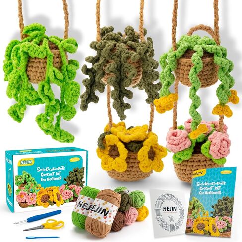 Crochet Kit for Beginners, 5PCS Crochet Plant Kit for Adults Kids-Amigurumi Crochet Kit Include Every Tool, Videos Tutorials, Crochet Starter Kit Learn to Crochet Kit Gift for Birthday, Easter in Saudi Arabia