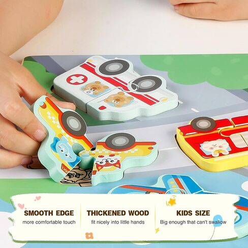 Wooden Puzzles for Toddlers 1-3 Ages, 4 Pack Toddler Puzzles Sea Animals Foods Car, Learning Preschool Educational Toys Gifts, Kid Jigsaw Puzzles for Girls and Boys in Saudi Arabia