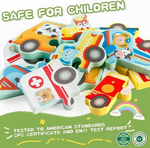 Wooden Puzzles for Toddlers 1-3 Ages, 4 Pack Toddler Puzzles Sea Animals Foods Car, Learning Preschool Educational Toys Gifts, Kid Jigsaw Puzzles for Girls and Boys in Saudi Arabia