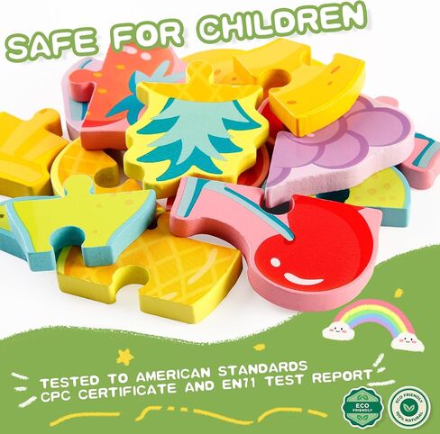 Wooden Puzzles for Toddlers 1-3 Ages, 4 Pack Toddler Puzzles Sea Animals Foods Car, Learning Preschool Educational Toys Gifts, Kid Jigsaw Puzzles for Girls and Boys in Saudi Arabia