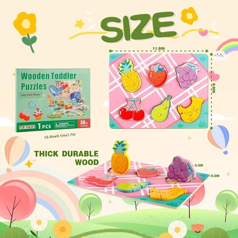 Wooden Puzzles for Toddlers 1-3 Ages, 4 Pack Toddler Puzzles Sea Animals Foods Car, Learning Preschool Educational Toys Gifts, Kid Jigsaw Puzzles for Girls and Boys in Saudi Arabia