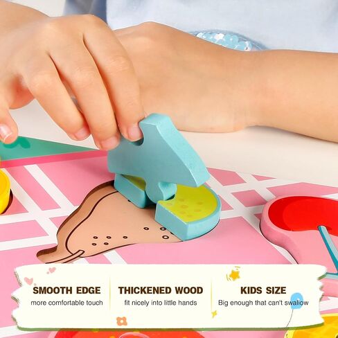 Wooden Puzzles for Toddlers 1-3 Ages, 4 Pack Toddler Puzzles Sea Animals Foods Car, Learning Preschool Educational Toys Gifts, Kid Jigsaw Puzzles for Girls and Boys in Saudi Arabia