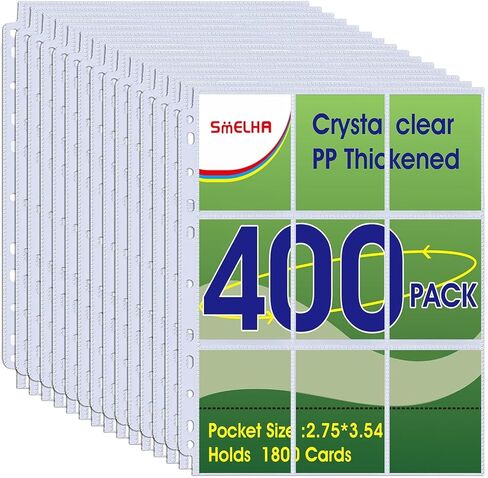 9 Pocket Page Protector, 400 Pack Trading Card Sleeve, Baseball Card Sheets for 3 Ring Binder, for Skylanders, MTG, Coupon, Game Cards, Trading Cards, Football Cards … in Saudi Arabia