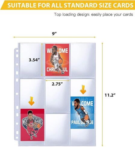 9 Pocket Page Protector, 400 Pack Trading Card Sleeve, Baseball Card Sheets for 3 Ring Binder, for Skylanders, MTG, Coupon, Game Cards, Trading Cards, Football Cards … in Saudi Arabia