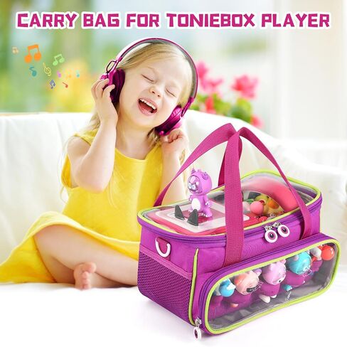 Carrying Case for Toniebox, Storage Carrier Bag for Tonie Characters with Shoulder Strap and Handle, Home Outdoor Hand Bag for Tonies Audio Player and Dolls (Purple) in Saudi Arabia