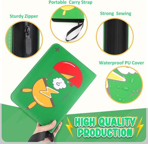 مجلد بطاقات التداول - 9 جيوب، ألبوم حامل بطاقات 900 جيب مع 50 غلافًا قابلاً للإزالة، كتاب مجموعة بطاقات محمول بسحاب، منظم بطاقات يناسب مختلف أحجام البطاقات - أخضر in Kuwait