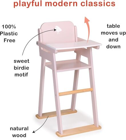 كرسي مرتفع للأطفال - استمتع بتجربة الأبوة والأمومة التظاهرية مع قطعة أثاث أنيقة وقوية لدمية الأطفال - مع طاولة عملية قابلة للطي ولمسات من الخشب الطبيعي - لعمر 3 سنوات فما فوق in Kuwait