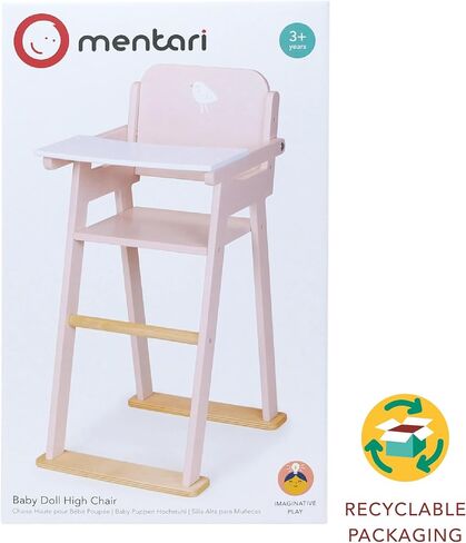 كرسي مرتفع للأطفال - استمتع بتجربة الأبوة والأمومة التظاهرية مع قطعة أثاث أنيقة وقوية لدمية الأطفال - مع طاولة عملية قابلة للطي ولمسات من الخشب الطبيعي - لعمر 3 سنوات فما فوق in Kuwait