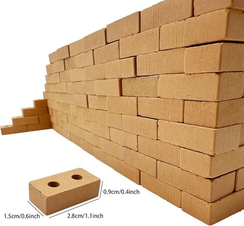 Woohome 200 PCS Mini Bricks Tiny Bricks for Landscaping Miniature Bricks Small Bricks for Crafts Realistic Fake Bricks Mini Blocks for Dollhouse Mini Garden Accessories (3 Holes Mini Red) in Saudi Arabia