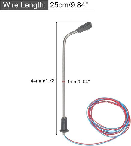MECCANIXITY Model Railway Train Lamp Post 1.7" White 1:300 Scale LEDs New 3V for Creative DIY Project Traffic System Model Metal Simple Street Light, Pack of 2 in Saudi Arabia