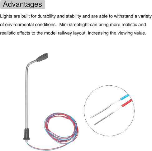 MECCANIXITY Model Railway Train Lamp Post 1.7" White 1:300 Scale LEDs New 3V for Creative DIY Project Traffic System Model Metal Simple Street Light, Pack of 2 in Saudi Arabia