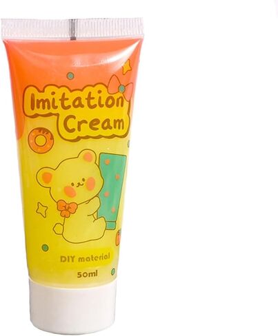 Simulation Imitation Cream Adhesive Gel DIY Fake Whipped Cake Cream Glue for Handmade Phone Case Mirror Jewelry Accessories Decoration with Nozzles 50g (4# Yellow, 30pcs Resin Accessories) in Saudi Arabia