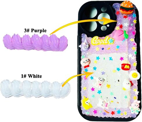 Simulation Imitation Cream Adhesive Gel DIY Fake Whipped Cake Cream Glue for Handmade Phone Case Mirror Jewelry Accessories Decoration with Nozzles 50g (4# Yellow, 30pcs Resin Accessories) in Saudi Arabia