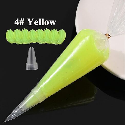 Simulation Imitation Cream Adhesive Gel DIY Fake Whipped Cake Cream Glue for Handmade Phone Case Mirror Jewelry Accessories Decoration with Nozzles 50g (4# Yellow, 30pcs Resin Accessories) in Saudi Arabia