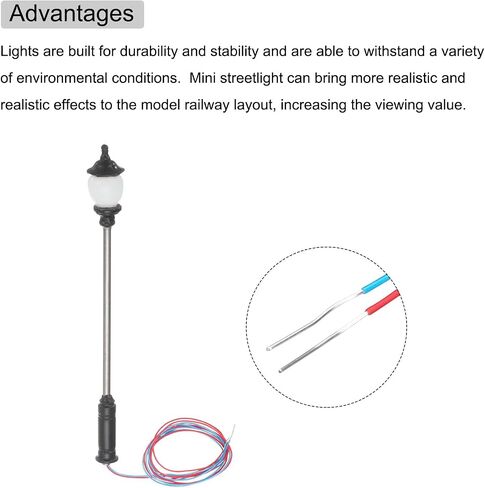 MECCANIXITY نموذج قطار السكك الحديدية عمود مصباح 2.4 بوصة أبيض 1: 100 مقياس LED جديد 3 فولت لمشروع DIY الإبداعي نموذج نظام المرور مصباح نحاسي برأس واحد، حزمة من 2 in Saudi Arabia