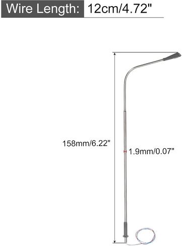 MECCANIXITY Model Railway Train Lamp Post 6.2" White 1:75 Scale LEDs New 3V for Creative DIY Project Traffic System Model Metal Simple Street Light, Pack of 2 in Saudi Arabia
