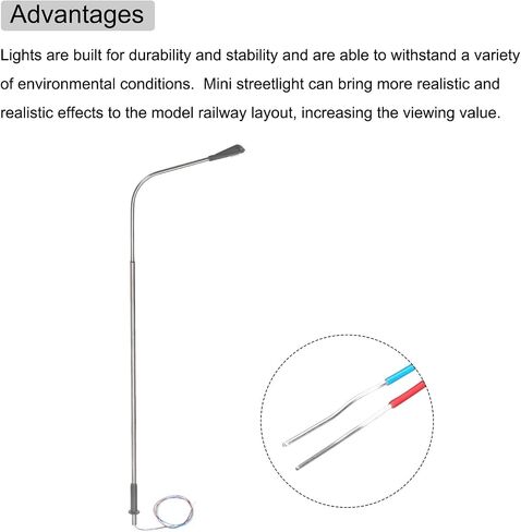 MECCANIXITY Model Railway Train Lamp Post 6.2" White 1:75 Scale LEDs New 3V for Creative DIY Project Traffic System Model Metal Simple Street Light, Pack of 2 in Saudi Arabia