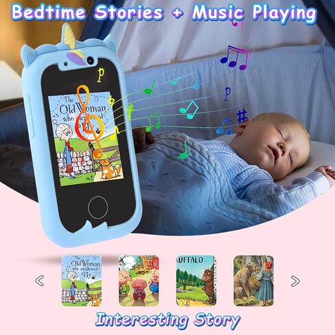 هاتف ذكي للأطفال للفتيات، هدايا هواتف لعبة يونيكورن الوردية للأطفال، هاتف حقيقي لتعليم تعلم شاشة اللمس، هدايا عيد الميلاد لعمر 3 4 5 6 7 8 9 سنوات مع بطاقة SD سعة 8 جيجابايت in Kuwait