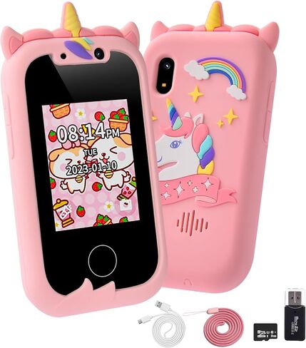 Kid Smart Phone for Girls,Pink Unicorns Kids Toy Phone Gifts,Touchscreen Learning Education Real Phone,Christmas Birthday Gifts for 3 4 5 6 7 8 9 Year Old Girls with 8GB SD Card in Saudi Arabia