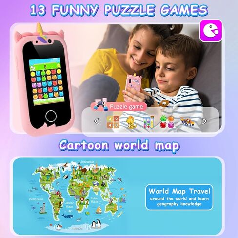 Kid Smart Phone for Girls,Pink Unicorns Kids Toy Phone Gifts,Touchscreen Learning Education Real Phone,Christmas Birthday Gifts for 3 4 5 6 7 8 9 Year Old Girls with 8GB SD Card in Saudi Arabia