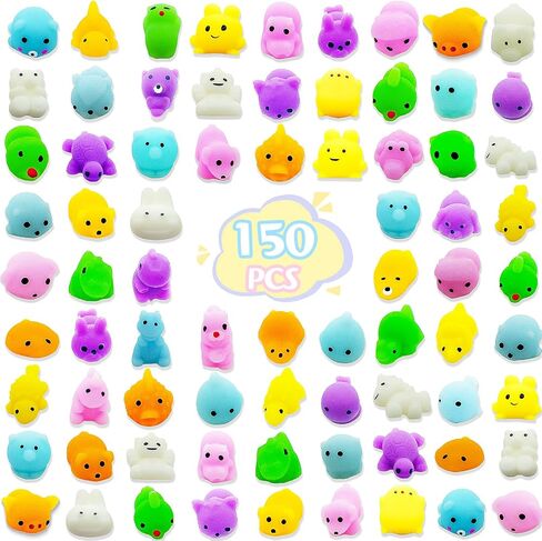 150 Pcs Kawaii Squishies, Mochi Squishy Toys for Kids Party Favors, Mini Stress Relief Toys for Easter Gift Easter Decoration Party Favors, Classroom Prizes, Birthday Gift, Goodie Bag Stuffers in Saudi Arabia