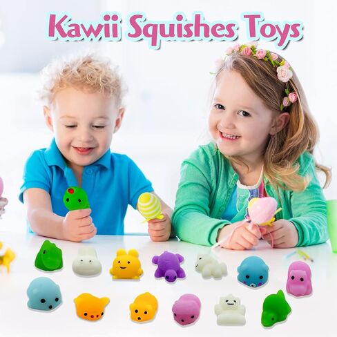 150 Pcs Kawaii Squishies, Mochi Squishy Toys for Kids Party Favors, Mini Stress Relief Toys for Easter Gift Easter Decoration Party Favors, Classroom Prizes, Birthday Gift, Goodie Bag Stuffers in Saudi Arabia