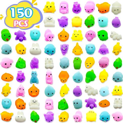 150 Pcs Kawaii Squishies, Mochi Squishy Toys for Kids Party Favors, Mini Stress Relief Toys for Easter Gift Easter Decoration Party Favors, Classroom Prizes, Birthday Gift, Goodie Bag Stuffers in Saudi Arabia