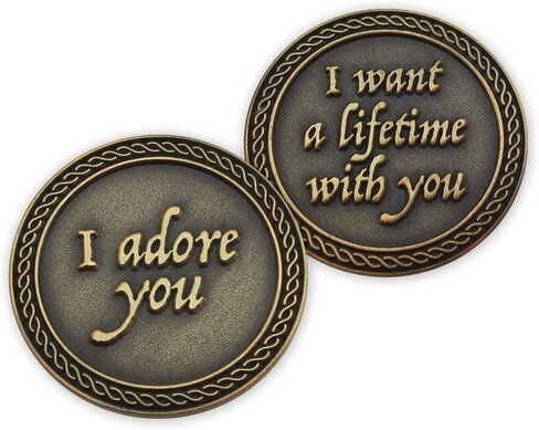 Romantic Love Expression Antique Gold Plated Pocket Coin for Date Night, I Love You, Grow Old Along with Me, The Best is Yet to Be, Love Gift for Men & Women, from Him or Her in Kuwait