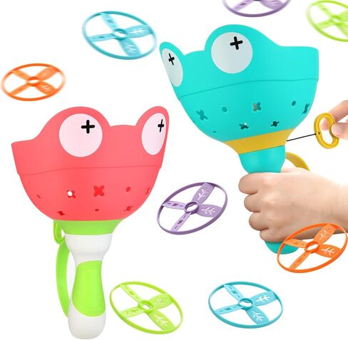 Outdoor Toys for Kids Ages 4-8: Flying Disc Launcher Toys Manual Capture Catching Outdoor Games for 3 4 5 6 7 8 Years Old - Outside Toys for Toddlers 3-5 Christmas Easter Birthday Gifts Boys Girls in Saudi Arabia