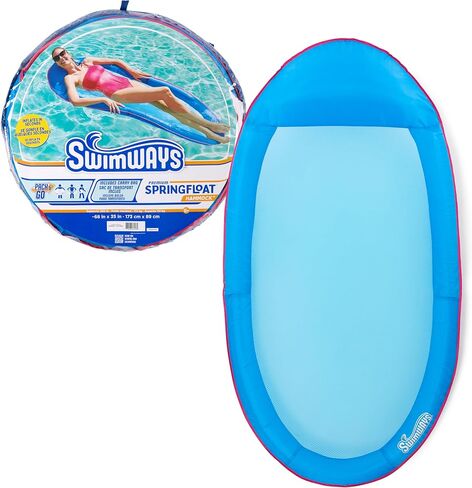 SwimWays Spring Float Original Pool Lounge Chair, Inflatable Pool Floats Adult with Fast Inflation & Head Rest for Ages 15 & Up, Blue in Saudi Arabia