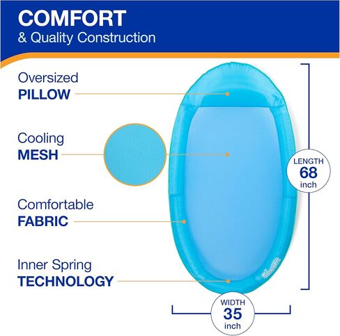 SwimWays Spring Float Original Pool Lounge Chair, Inflatable Pool Floats Adult with Fast Inflation & Head Rest for Ages 15 & Up, Blue in Saudi Arabia