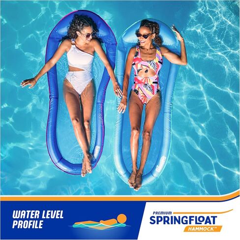 SwimWays Spring Float Original Pool Lounge Chair, Inflatable Pool Floats Adult with Fast Inflation & Head Rest for Ages 15 & Up, Blue in Saudi Arabia