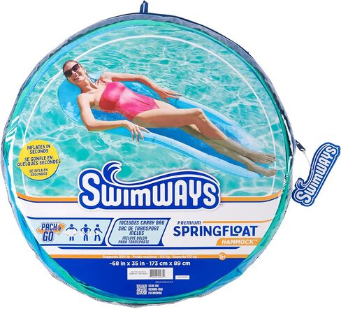 SwimWays Spring Float Original Pool Lounge Chair, Inflatable Pool Floats Adult with Fast Inflation & Head Rest for Ages 15 & Up, Blue in Saudi Arabia