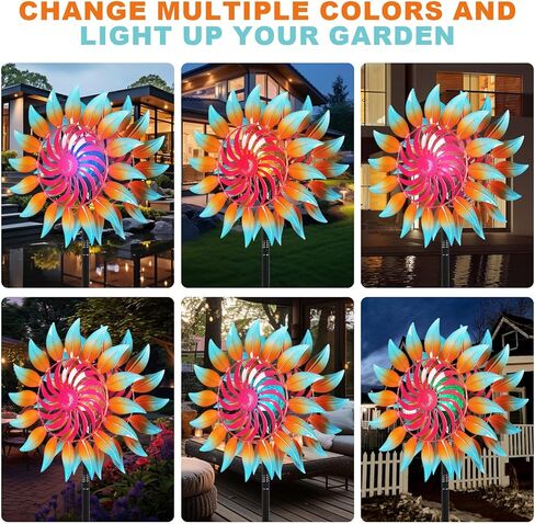 Solar Wind Spinner-Wind Spinners for Yard and Garden Metal Yard Art Kinetic Wind Spinner 75 in with Solar Powered Glass Ball for Yard Garden Backyard Lawn Decorations in Kuwait