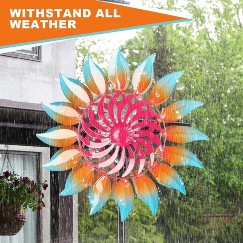Solar Wind Spinner-Wind Spinners for Yard and Garden Metal Yard Art Kinetic Wind Spinner 75 in with Solar Powered Glass Ball for Yard Garden Backyard Lawn Decorations in Kuwait