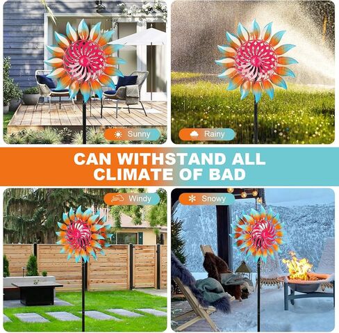 Solar Wind Spinner-Wind Spinners for Yard and Garden Metal Yard Art Kinetic Wind Spinner 75 in with Solar Powered Glass Ball for Yard Garden Backyard Lawn Decorations in Kuwait