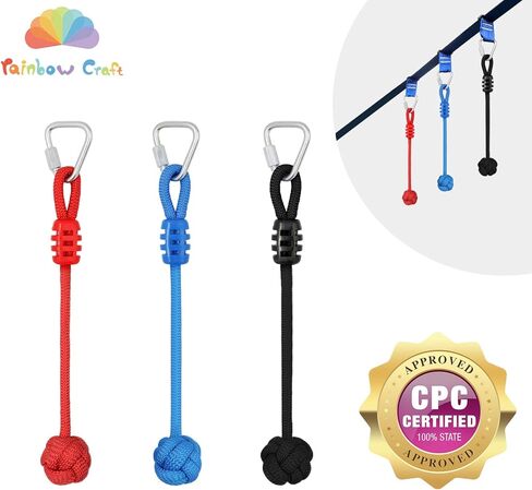 قوس قزح كرافت النينجا المحارب Slackline قبضة النينجا يحمل - الأطفال النينجا الفناء الخلفي معدات تدريب النينجا، اكسسوارات النينجا لدورة عقبة النينجا المحارب، قبضات النينجا، 3-حزمة القرد الملاكمة عقد in Kuwait