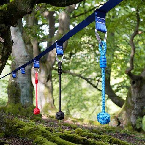 قوس قزح كرافت النينجا المحارب Slackline قبضة النينجا يحمل - الأطفال النينجا الفناء الخلفي معدات تدريب النينجا، اكسسوارات النينجا لدورة عقبة النينجا المحارب، قبضات النينجا، 3-حزمة القرد الملاكمة عقد in Kuwait