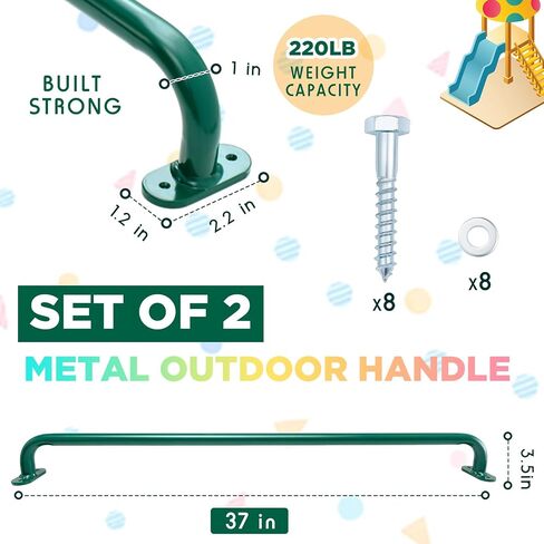 Lounsweer 2 Pcs 37 Inch Playhouse Ladder Handle Metal Access Ladder Handle Playground Safety Handle Monkey Bars Grab Handle Bars for Treehouse Rock Climbing Wall Playground (Green) in Saudi Arabia