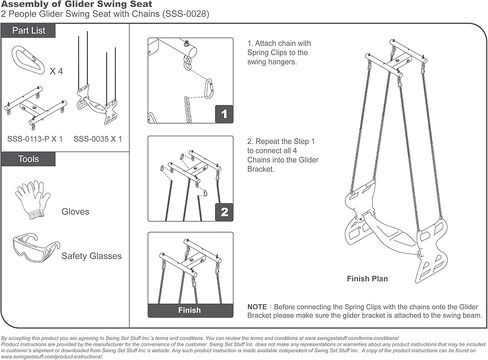 Swing Set Stuff Inc. Glider with Coated Chains & SSS Logo Sticker Playground Attachment, Pink in Saudi Arabia