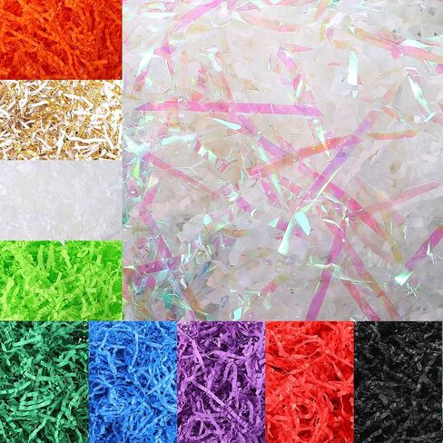 Zonon 10 Pack 300g Easter Crinkle Cut Paper Shred Filler for Packing and Empty Basket Filler, Raffia Tissue Paper Stuffers Gift Boxes for Wrapping Party Supplies(Lake Color) in Kuwait
