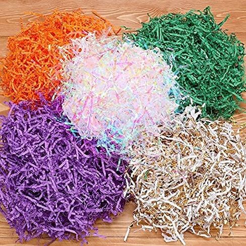 Zonon 10 Pack 300g Easter Crinkle Cut Paper Shred Filler for Packing and Empty Basket Filler, Raffia Tissue Paper Stuffers Gift Boxes for Wrapping Party Supplies(Lake Color) in Kuwait