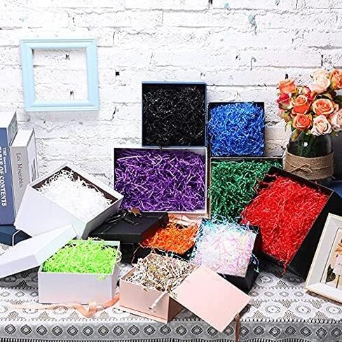 Zonon 10 Pack 300g Easter Crinkle Cut Paper Shred Filler for Packing and Empty Basket Filler, Raffia Tissue Paper Stuffers Gift Boxes for Wrapping Party Supplies(Lake Color) in Kuwait